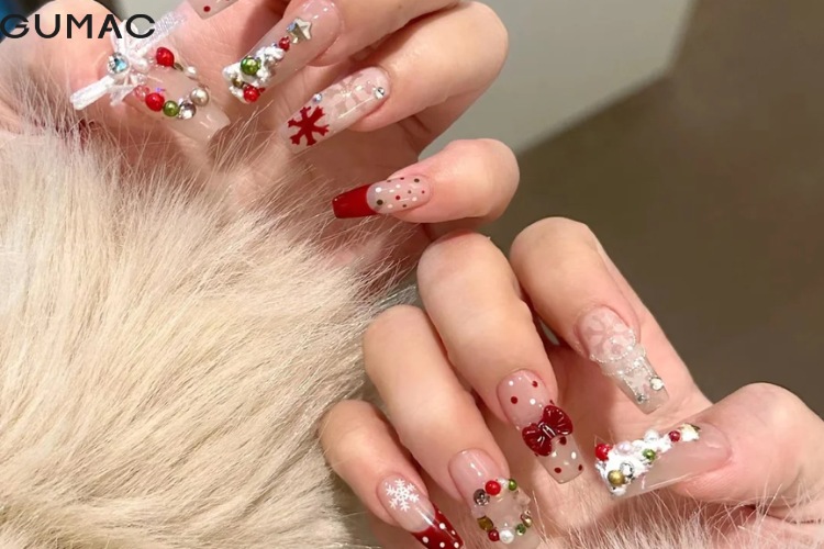 mau nail don gian hình keo ngot noel